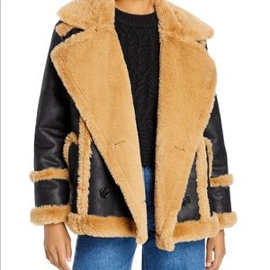 French Connection Belen Faux Fur Double Breasted Jacket